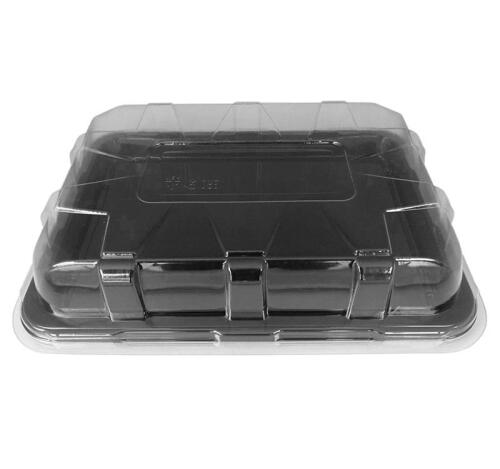 Поднос PET 460х300х25мм с крышкой (черное дно+прозрачная крышка) (30 шт.)