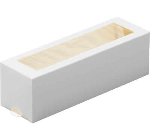 Контейнер бумажный ForGenika MB 6 c окном для десертов "Макарони" 180х55х55 мм, белый soft-touch (500 шт.)