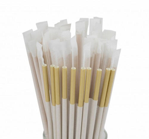 Трубочки бумажные одноразовые d 8мм 230мм Tambien ECO "Крафт " в инд.упак. 50шт/упак