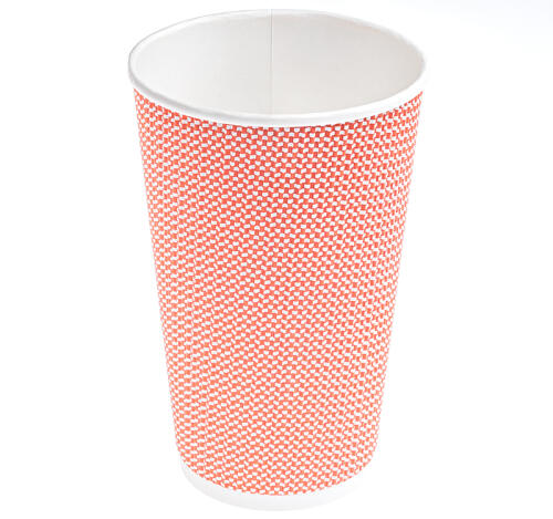 Стакан бумажный 3сл 480(500) мл d=90мм гофрированный Красный 3D (25 шт.)