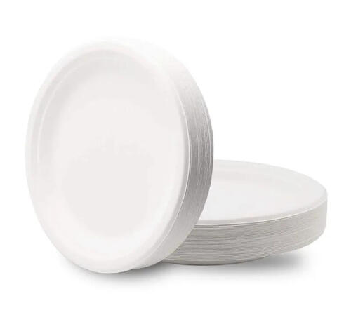 Тарелка биоразлагаемая d-180мм древесное волокно, белая (Ташир) (50 шт.)