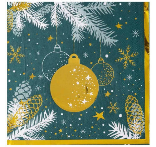 Салфетки бумажные Изумрудная Зима 2сл 33х33см 6шт/упак Веселая Затея