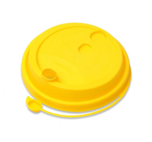 Крышка PP со съемным питейником d=90мм, желтая матовая (1000 шт.)