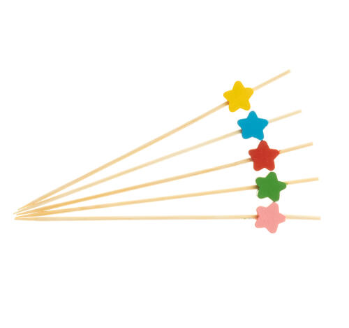 Пика бамбуковая для канапе Звезда разноцветная 12см 100шт/упак