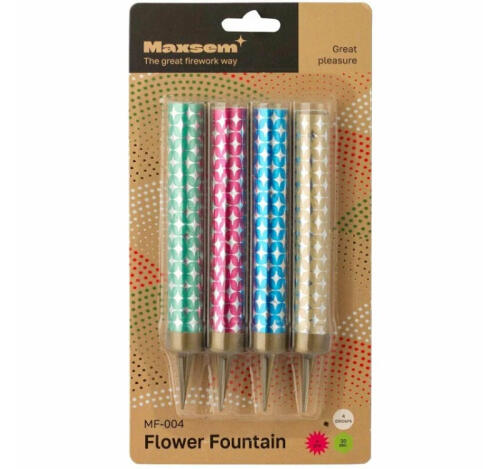 Свеча для торта Фонтан Цветное пламя 10см 30с 4шт/упак