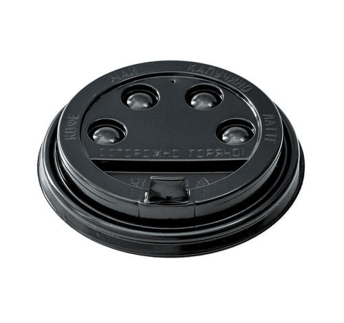 Крышка PP с клапаном d=90мм, черная с кнопками (100 шт.)
