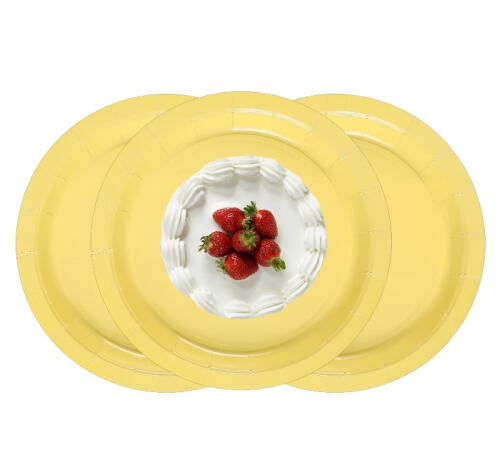 Тарелка бумажная d=230 мм пастель желтая Веселая Затея 6шт/упак