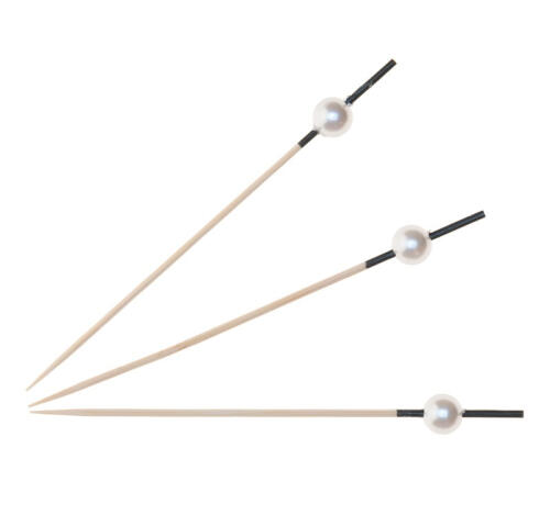 Пика деревянная для канапе Перламутровый жемчуг 12см 100шт/упак