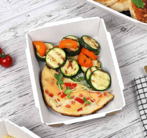 Контейнер бумажный Crystal Box 1000 мл без крышки 220х160х55мм, крафт с прямым дном (50 шт.)