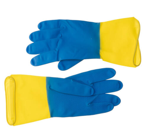Перчатки резиновые БИКОЛОР синий+желтый M