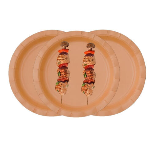 Тарелка бумажная d=230 мм пастель персиковая Веселая Затея 6шт/упак