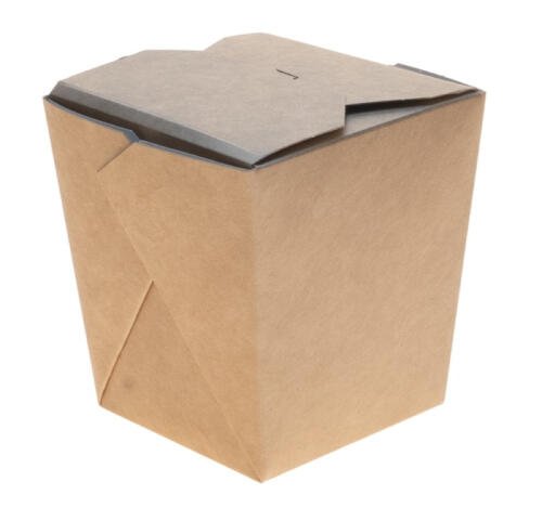 Контейнер бумажный WOK 500 мл, 75х75 мм высота 100 мм, крафт/белый, квадратное дно (20 шт.)