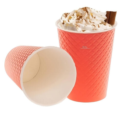 Стакан одноразовый бумажный 2сл 300 (430) мл d=90мм с конгревом Waffle Красный (25 шт.)