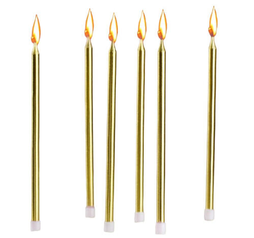 Свечи для торта коктейльные Ройс 6шт/упак золотой металлик