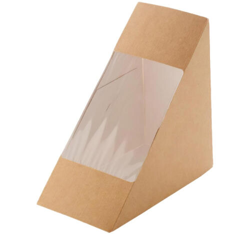 Контейнер бумажный для бутерброда ECO SANDWICH 70 130х130х70 мм с окном, крафт (600 шт.)